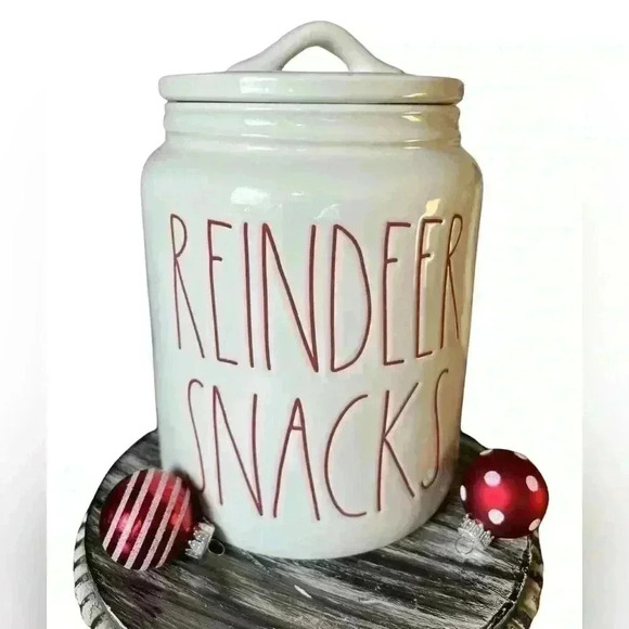 NEW Rae Dunn - REINDEER SNACKS - Fun Ceramic Canister - Picture 6 of 7